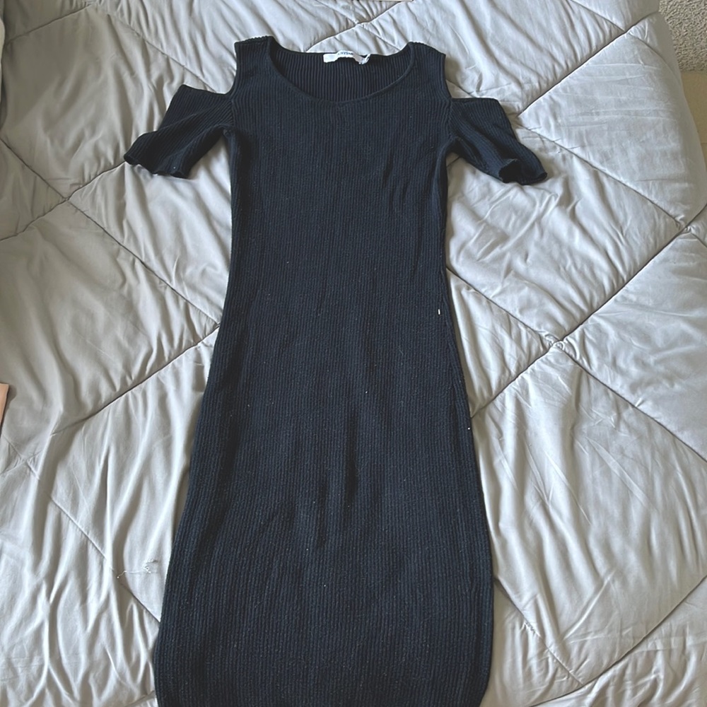 JustFab Black Ribbed Knit Sweater Dress